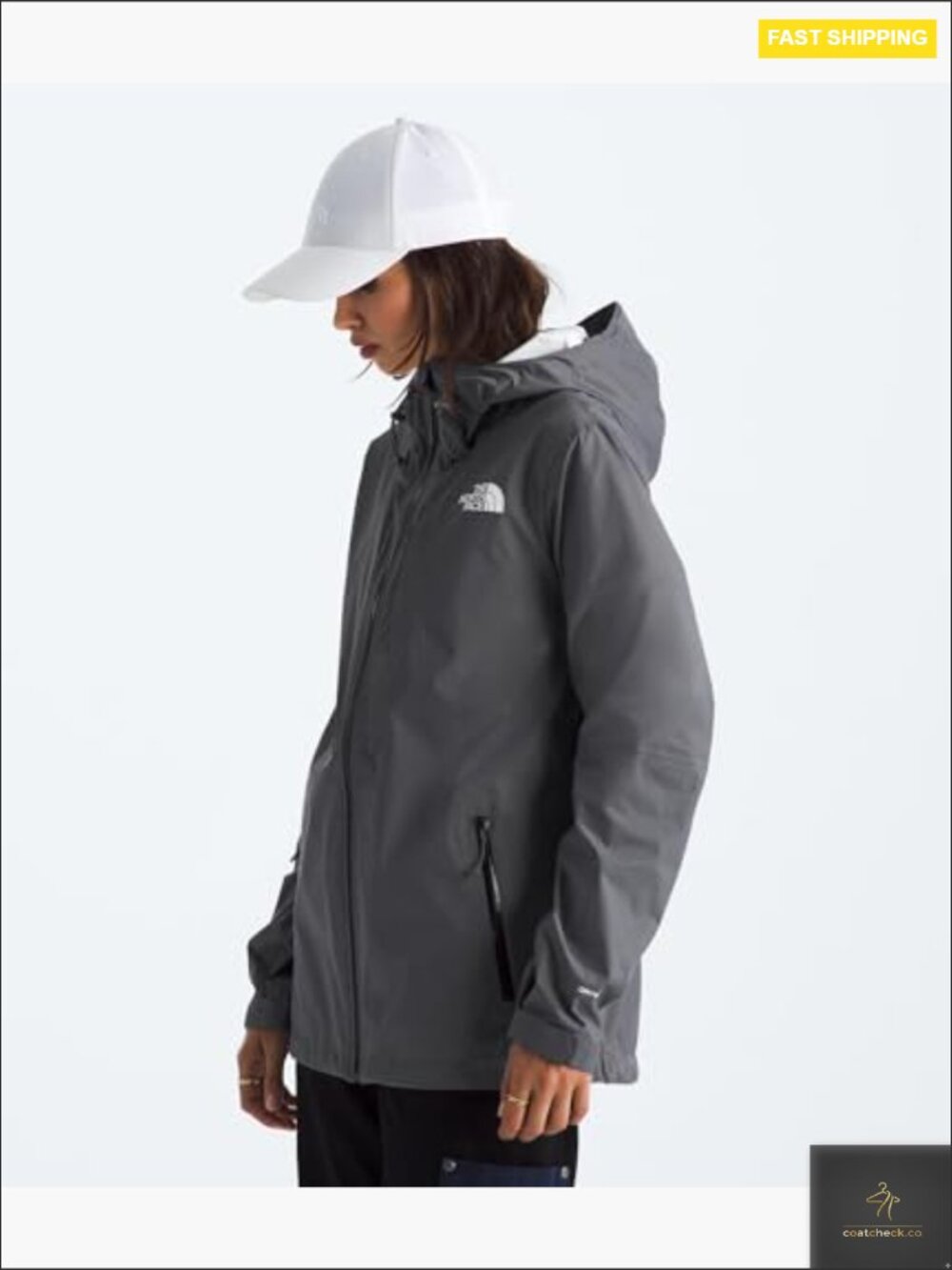 Waterproof Rain Jacket with Adjustable Hood Pit-Zip Venting Lightweight Nylon - Picture 2 of 7